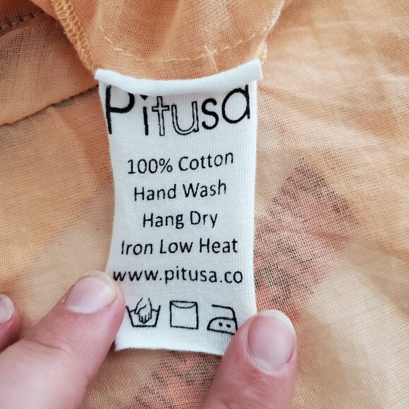 Pitusa Womens Eva Summer Ruffled Maxi Dress Peach Embroidered Trim Lounge Boho - Picture 5 of 8